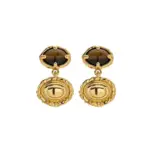 LIVKE retro tiger eye stone brass gold-plated earrings, showing high-end and fashionable