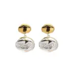 18K Gold-Plated Minimalist Stud Earrings 1 Close-up of brass gold-plated stud earrings showcasing elegant minimalist design.