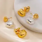 18K Gold-Plated Minimalist Stud Earrings 3 Close-up of brass gold-plated stud earrings showcasing elegant minimalist design.