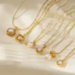 LIVKE’s vintage genuine pearl necklace with 18K gold-plated chain, styled with a black silk dress for timeless elegance.