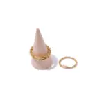 18K Gold Minimalist Ring 3 LIVKE’s 18K PVD gold minimalist ring stacked with raw-edge bands for modern gender-neutral style.