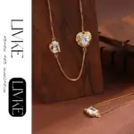 LIVKE’s gold minimalist zirconia necklace styled with a white blouse for office-ready elegance.