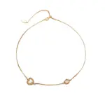 LIVKE’s gold minimalist zirconia necklace styled with a white blouse for office-ready elegance.