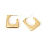 Geometric Square Hoop Earrings 1 LIVKE’s gold geometric square hoop earrings styled with a black turtleneck for minimalist urban elegance.