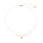 Layered Freshwater Pearl & Shell Necklace Set 1 LIVKE’s layered pearl and shell necklaces styled with a white sundress and straw bag for beach-to-bar elegance.