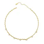 Asymmetric Zirconia Chain Necklace 1 LIVKE 18K gold-plated asymmetric chain necklace with cubic zirconia stones, layered with minimalist bar pendant for day-to-night jewelry styling