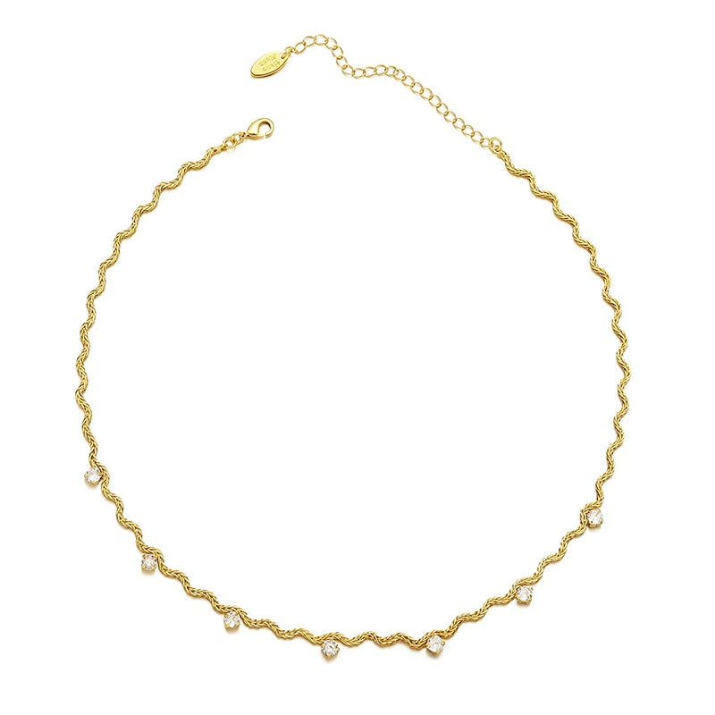 livke-18kgold-asymmetric-chain-necklace-layered-stac (2) LIVKE 18K gold-plated asymmetric chain necklace with cubic zirconia stones, layered with minimalist bar pendant for day-to-night jewelry styling