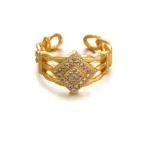 Artisan Zirconium Ring Set 7 Woman stacking LIVKE textured gold rings with UV color shift effect for TikTok transition video