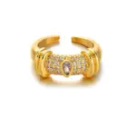 Artisan Zirconium Ring Set 10 Woman stacking LIVKE textured gold rings with UV color shift effect for TikTok transition video