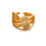 Artisan Zirconium Ring Set 1 Woman stacking LIVKE textured gold rings with UV color shift effect for TikTok transition video