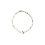 Bohemian Freshwater Pearl Choker Necklace 1 Young woman wearing LIVKE bohemian pearl choker necklace with floral dress in sunflower field, showcasing cottagecore aesthetic jewelry