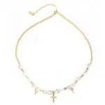 18K Gold Cross Pendant Necklace 1 Young woman wearing LIVKE gold cross necklace with layered chains at music festival, blending spiritual jewelry with bohemian style