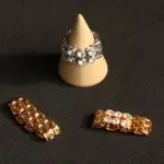 18K Gold Plated Zircon Ring 3 Hand wearing LIVKE gold zircon rings with geometric layout, paired with minimalist bands for urban chic style