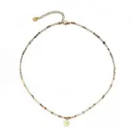 Multi-Color Natural Stone Necklace 1 Woman wearing LIVKE multi-color stone necklace at desert festival, showcasing boho jewelry with adjustable gold pendant