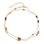 Tri-Bead Adjustable Necklace 1 LIVKE gold-plated adjustable tri-bead necklace styled as double layers with minimalist pendants, showing day-to-night versatility