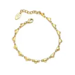 Golden Love Cascade Bracelet 1 18K gold plated chain bracelet with twelve engraved heart charms, blending Edwardian elegance with modern minimalist jewelry trends