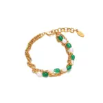 Serenity Pearl & Green Natural Stone Bracelet 1 Delicate silver chain bracelet with alternating green aventurine stones and white pearls, perfect for minimalist jewelry lovers and nature-inspired gifts