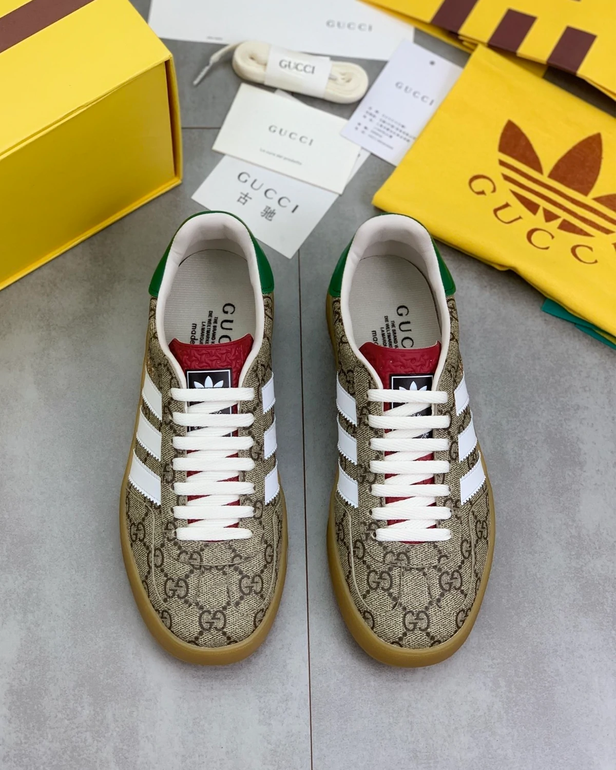 Kivne Gucci x Adidas Gazelle Beige GG Monogram