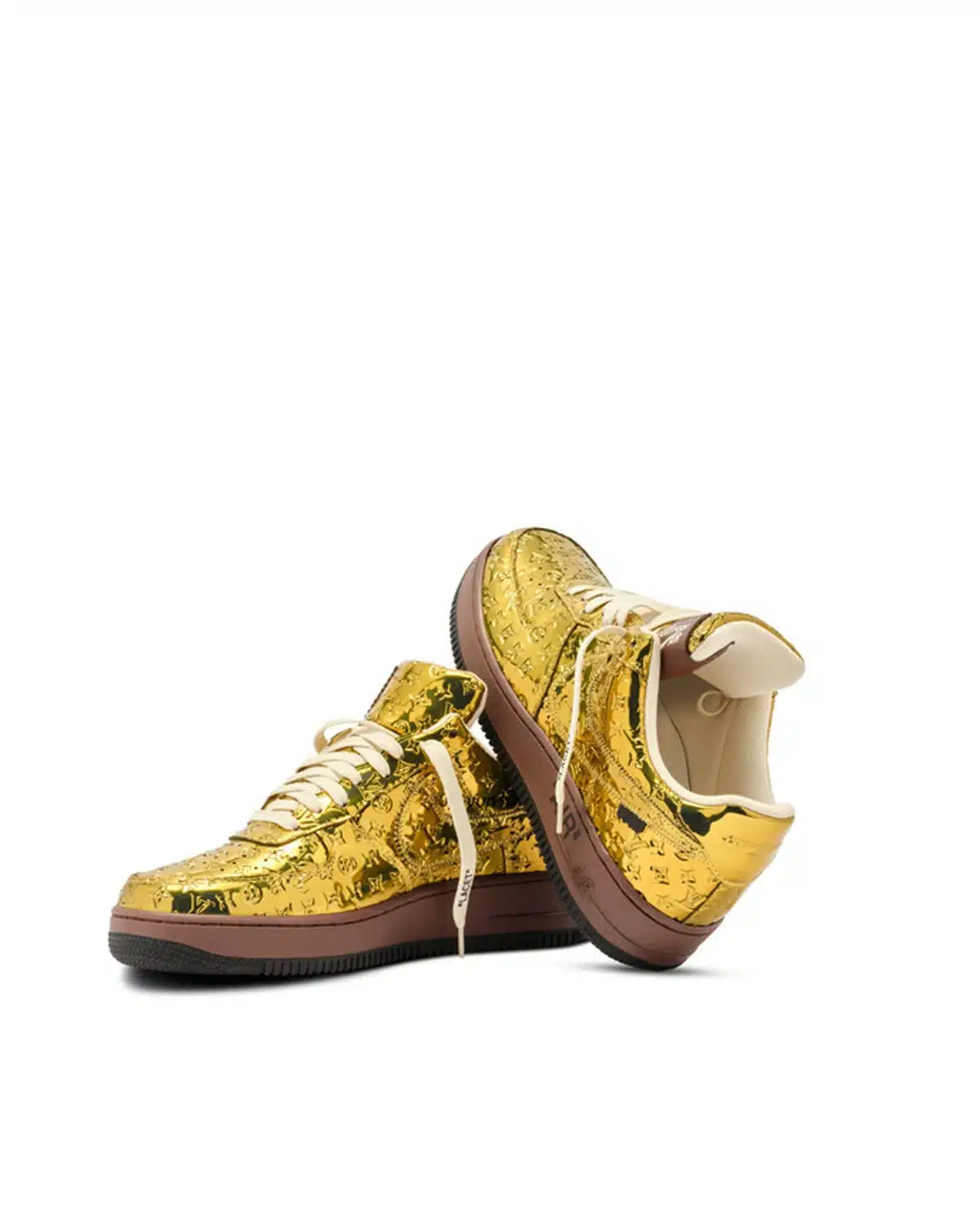 Kivne Louis Vuitton x Nike Air Force 1 “Gold.”