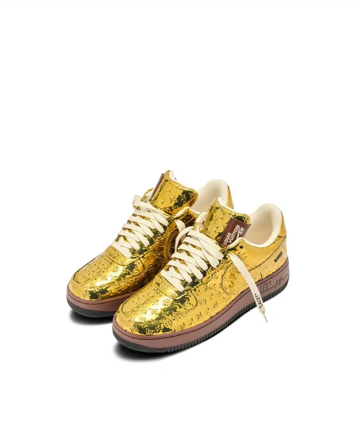 Kivne Louis Vuitton x Nike Air Force 1 “Gold.”