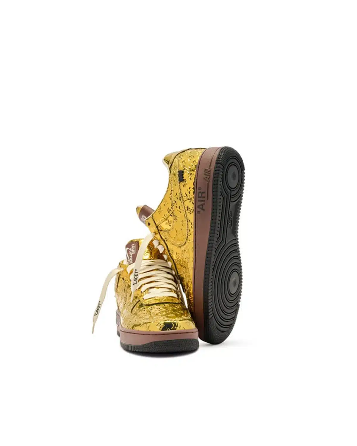 Kivne Louis Vuitton x Nike Air Force 1 “Gold.”