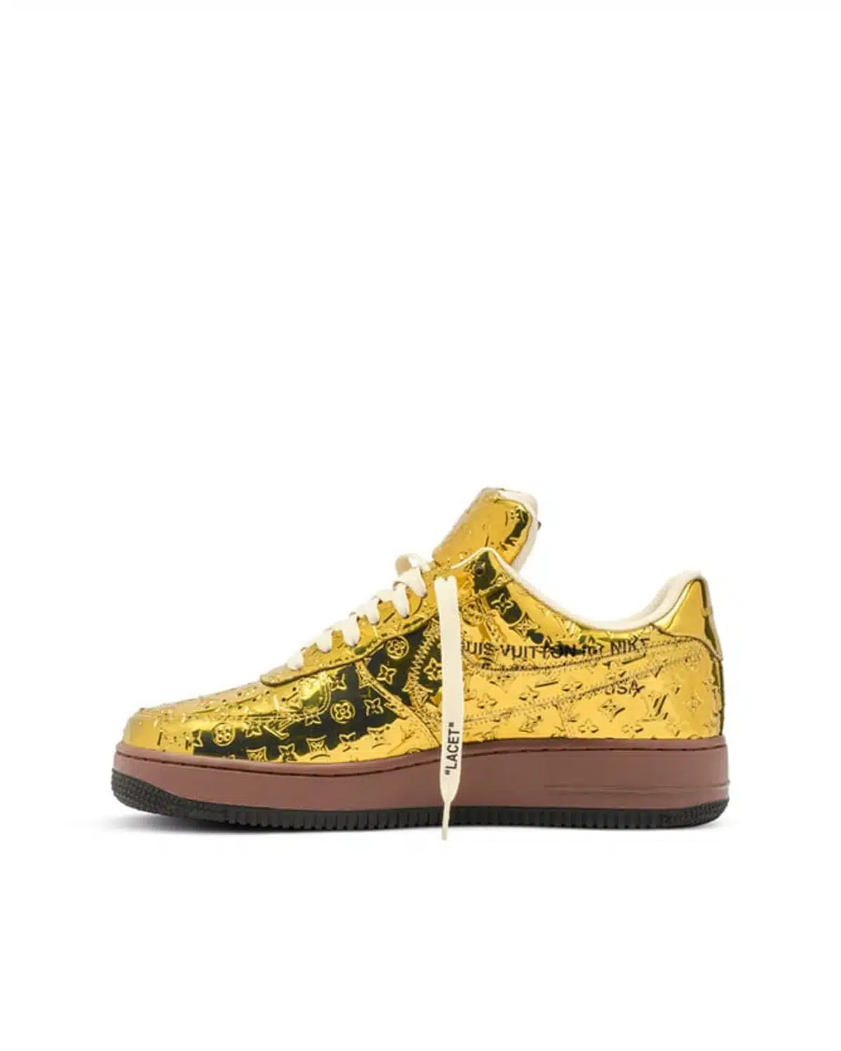 Kivne Louis Vuitton x Nike Air Force 1 “Gold.”