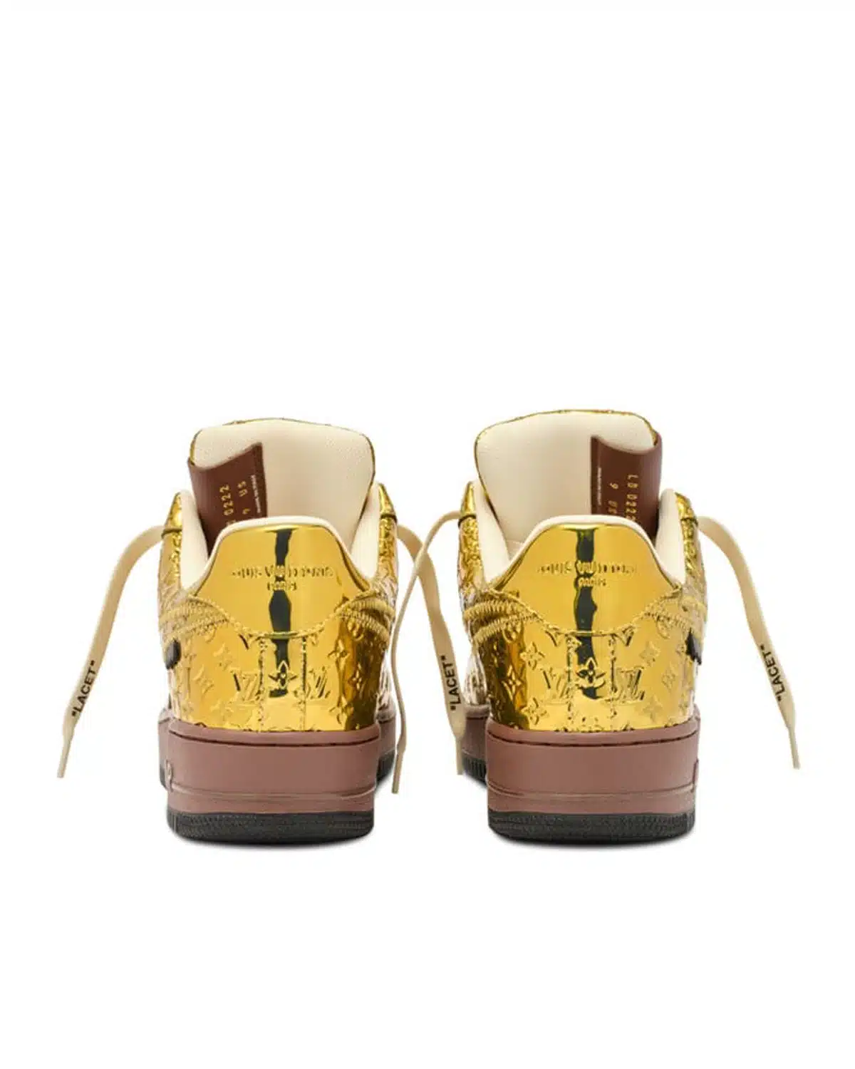 Kivne Louis Vuitton x Nike Air Force 1 “Gold.”